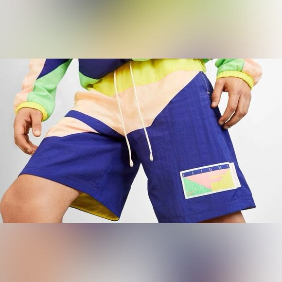 Nike | Flight Series Shorts Yellow Blue Pink Colorblock Bright Swim Trunks XL - Picture 2 of 11